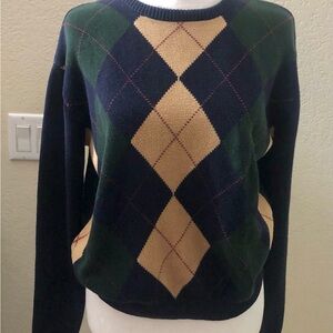 Classic Argyle Sweater - Navy, Green, and Tan